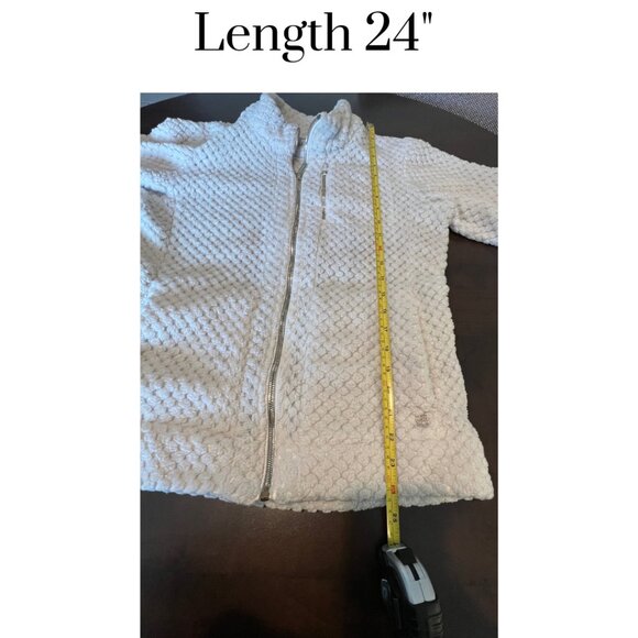 Calvin Klein Women’s Off-White Textured Fleece Zip Jacket Size Large EUC - Picture 5 of 10